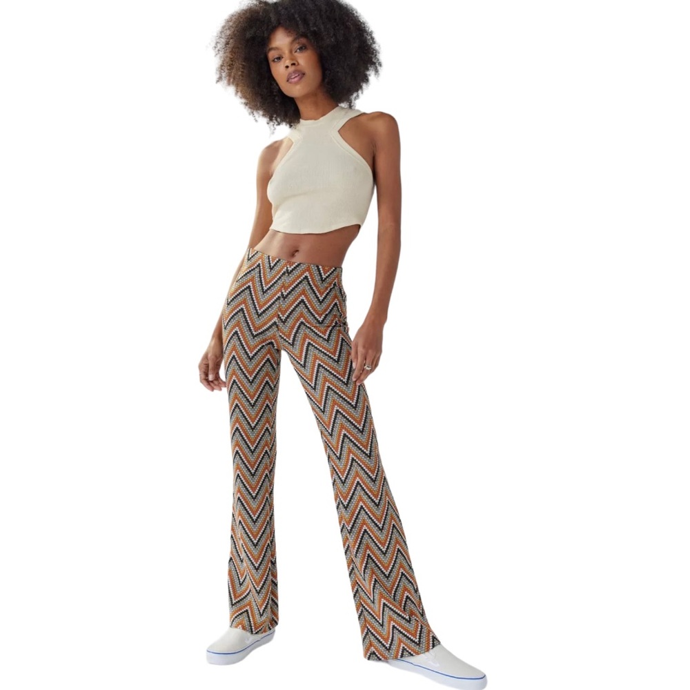 Urban Outfitters Chevron Flare Pants in Brown, Orange & Black